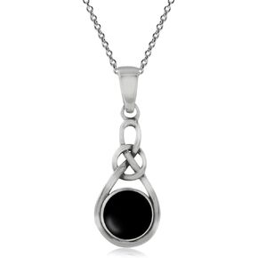 Silvershake 6MM Genuine or Created Gems Irish Celtic Knot Solitaire Drop Pendant with 18 Inch Necklace Jewelry for Women or Teens