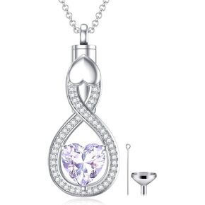 PROESS Father/Mother Daughter Teardrop Urn Necklace for Ashes for Men Women Sterling Silver Teardrop Ashes Keepsake Necklace Urn Cremation Jewelry