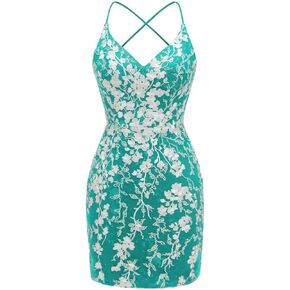 Lace Tight Homecoming Dresses Short Prom Dresses Spaghetti Straps Appliques Cocktail Party Dress
