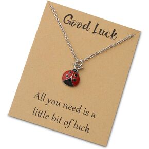Good Luck Ladybug/Butterfly/Elephant Necklace Lucky Animal Charms Jewelry With Wish Cards Gift For Women Girls
