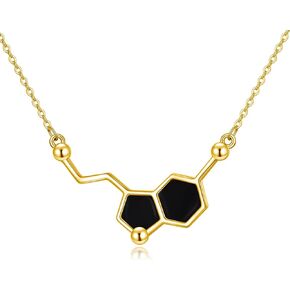 LUHE Serotonin Molecule Necklace Dopamine Necklace Sterling Silver Chemical Molecules Necklace for Women Men