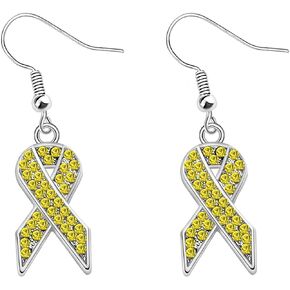CHOORO Yellow Awareness Ribbon Charm Earrings Cancer Awareness Jewelry Gift for Endometriosis/Bladder Cancer/Suicide Prevention/Bone Cancer