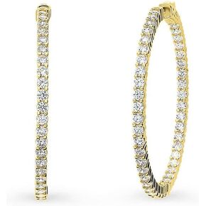 BERRICLE Sterling Silver Cubic Zirconia CZ Large Fashion Inside-Out Hoop Earrings for Women, 1.8"