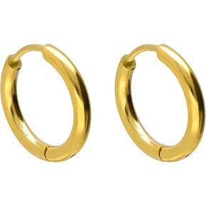 LovePiercing Small Hoop Earrings for Women Trendy 2 Pairs 24K Gold Plated Implant Titanium Post Cubic Zirconia Earring Studs Sets Hypoallergenic Tiny Cartilage Huggie Earrings Piercing Gold/Silver