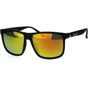Locs Mirrored Lens Gangster Oversized Rectangular Horned Sunglasses Orange Mirror