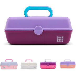 Caboodles Pretty in Petite Makeup Box, Two-Tone Lavender on Violet, Hard Plastic Organizer Box, 2 Swivel Trays, Fashion Mirror, Secure Latch for Safe Travel
