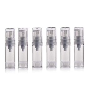 5ML Airless Pump Bottle-Empty Refillable Airless Vacuum Pump Cream Lotion Bottle Travel Bottles Toiletries Liquid Container for Cosmetic Make-up Pack of 6 (Transparent)