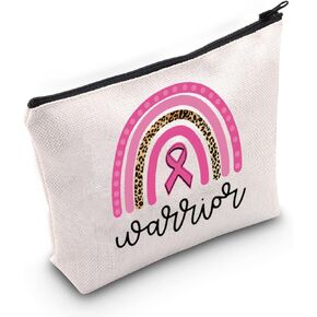 BLUPARK Breast Cancer Awareness Makeup Bag Breast Cancer Warrior Gift Breast Cancer Survivor Gift Pink Ribbon Zipper Bag (Breast Cancer Warrior)