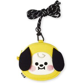 BT21 Baby Series CHIMMY Character Small Coin Purse Pouch ID Card Wallet with Lanyard, Yellow