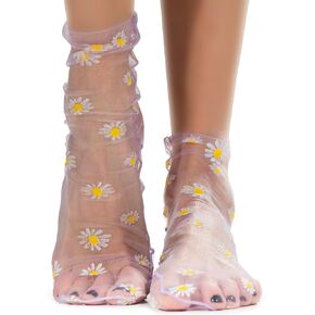 جوارب AVIAN LEGS Pale Lavender شفافة للنساء، جوارب شفافة على الموضة - جوارب شبكية شفافة للنساء - جوارب من التول الزهري