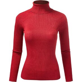 FashionMille Women Classic Comfort Slim Fit Ribbed Long Sleeve Turtleneck Pull Over Top