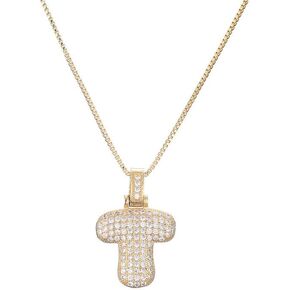 BEUFLO DREMS Bubble Initial Necklace,18K Gold Plated Cubic Zirconia Necklace Personalized Name Necklace for Women A-Z Letter Necklaces Jewelry Gift