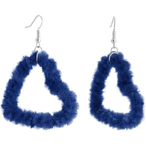 SELOVO Fluffy Heart Dangle Earrings Fishhook Drop Earrings for Women Girls