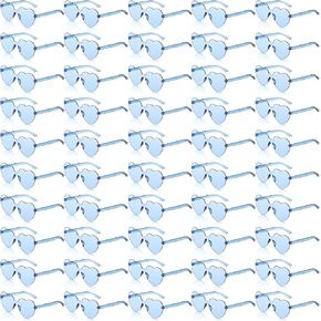 50 Pairs Heart Shaped Rimless Sunglasses Bulk Transparent Colored Love Glasses Frameless Eyewear Party Favor Women Kid Adult