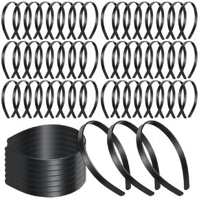 Hotop 100 Pcs Plastic Headbands Bulk 1 Inch Wide Craft No Teeth Plain Headbands DIY Hair Band Accessories for Girls Women (Black,1 Inch Wide)