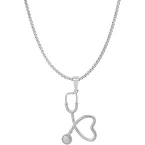 18K Gold Plated Stainless Steel Stethoscope Pendant Necklace