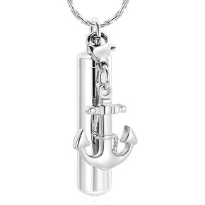 constantlife Cylinder Cremation Jewelry for Ashes 316L Stainless Steel Urn Pendant Memorial Necklace with Small Accessories Charms Keepsake