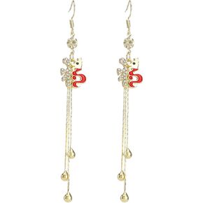 Chinese New Year Dragon Earrings for Women Teen Girls, Glitter Cubic Zirconia Pearl Dangle Expectation A Sense Of Ritual Party Gifts Jewelry