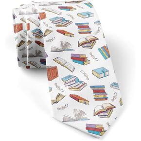 ( Different Books Library Doodle ) Fashion Novelty Necktie, Conversation Neckwear Ties Great for Party and Events