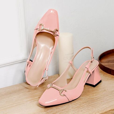 Slingback كتلة منخفضة حذاء بكعب مكتنز مضخات الكعوب المائلة المتسكعون 2.5 "مغلقة من الأمام أحذية النساء بكعب الصنادل in Kuwait