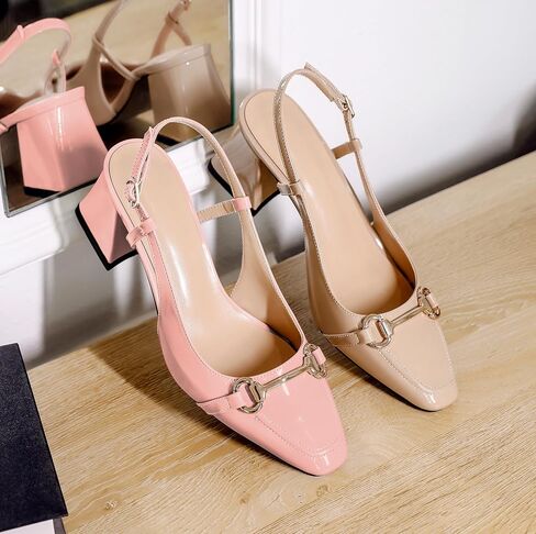 Slingback كتلة منخفضة حذاء بكعب مكتنز مضخات الكعوب المائلة المتسكعون 2.5 "مغلقة من الأمام أحذية النساء بكعب الصنادل in Kuwait