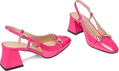 Slingback كتلة منخفضة حذاء بكعب مكتنز مضخات الكعوب المائلة المتسكعون 2.5 "مغلقة من الأمام أحذية النساء بكعب الصنادل in Kuwait