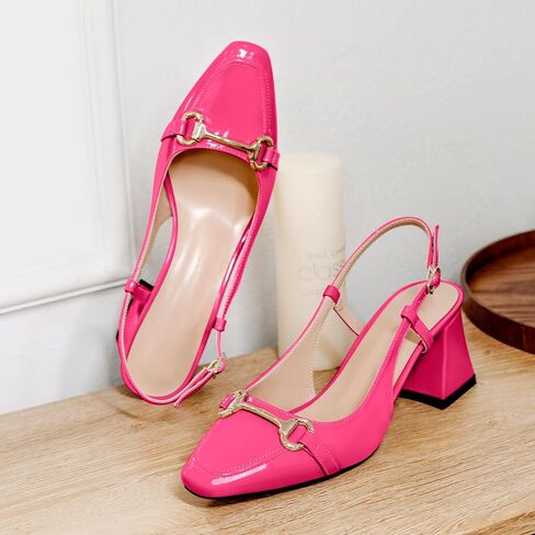 Slingback كتلة منخفضة حذاء بكعب مكتنز مضخات الكعوب المائلة المتسكعون 2.5 "مغلقة من الأمام أحذية النساء بكعب الصنادل in Kuwait