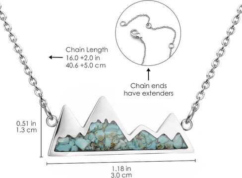 Gemstone Mountain Necklace for Women Turquoise Malachite Tumbled Chips Stone Pendant Necklace Dainty Snowy Mountain Range Necklace for Women Girls Nature Jewelry Gift in Saudi Arabia