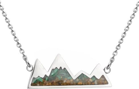Gemstone Mountain Necklace for Women Turquoise Malachite Tumbled Chips Stone Pendant Necklace Dainty Snowy Mountain Range Necklace for Women Girls Nature Jewelry Gift in Saudi Arabia
