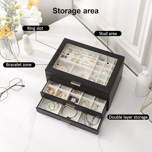 3-Layer Jewelry Organizer，2 Drawers for Big and Small Jewelry,Light Luxury Jewelry Storage Box Multi-layer Brawer Jewelry Box Jewelry Storage Box Jewelry Box for Big and Small Jewelry, Jewelry Storage in Saudi Arabia