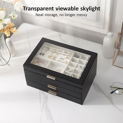 3-Layer Jewelry Organizer，2 Drawers for Big and Small Jewelry,Light Luxury Jewelry Storage Box Multi-layer Brawer Jewelry Box Jewelry Storage Box Jewelry Box for Big and Small Jewelry, Jewelry Storage in Saudi Arabia