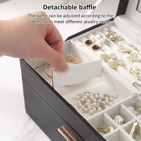 3-Layer Jewelry Organizer，2 Drawers for Big and Small Jewelry,Light Luxury Jewelry Storage Box Multi-layer Brawer Jewelry Box Jewelry Storage Box Jewelry Box for Big and Small Jewelry, Jewelry Storage in Saudi Arabia