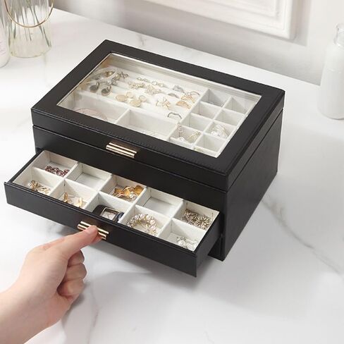 3-Layer Jewelry Organizer，2 Drawers for Big and Small Jewelry,Light Luxury Jewelry Storage Box Multi-layer Brawer Jewelry Box Jewelry Storage Box Jewelry Box for Big and Small Jewelry, Jewelry Storage in Saudi Arabia