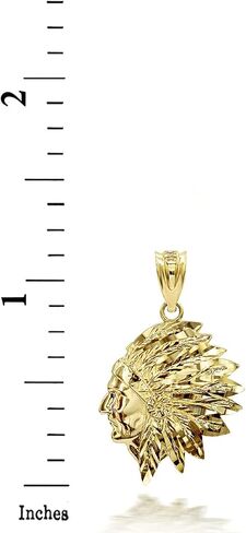 10K Yellow, White, or Rose Gold Native American Indian Chief Head Apache Pendant - Choice of Metal in Saudi Arabia
