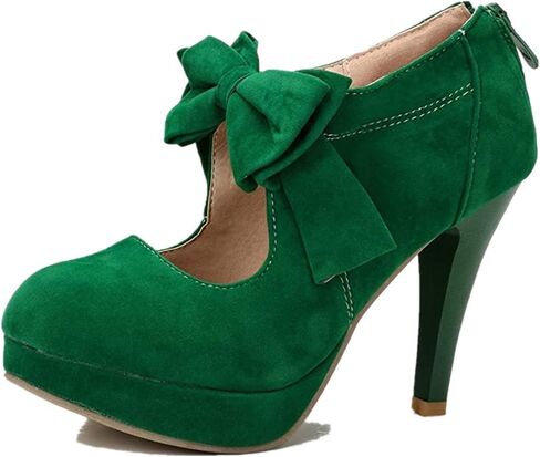 MMJULY Women's Classic Vintage Platform High Heel Small Bow Dress Pumps in Saudi Arabia