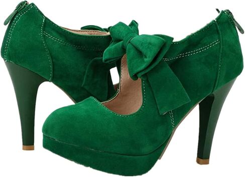 MMJULY Women's Classic Vintage Platform High Heel Small Bow Dress Pumps in Saudi Arabia