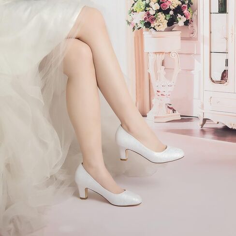 Emily Bridal Wedding Shoes Women's Silk Like Satin Stiletto Heel Closed Toe Pumps in Saudi Arabia