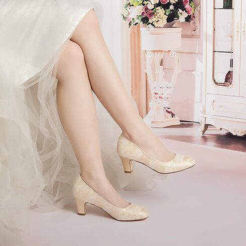 Emily Bridal Wedding Shoes Women's Silk Like Satin Stiletto Heel Closed Toe Pumps in Saudi Arabia