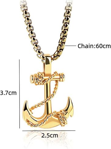 قلادة متقاطعة مرساة بحرية، قلادة مرساة بحار بحري للرجال، قلادة مرساة بحرية عتيقة على شكل قرصان بحري مجوهرات مرساة هيب هوب بحري، قلادة قلادة مرساة سفينة بحرية ذهبية للأولاد in Kuwait