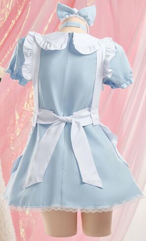 MEOWCOS Women's Maid Dress French Apron Maid Dress Kawaii Kitty Dress with Paw Embroidery Anime Cosplay Costume in Saudi Arabia