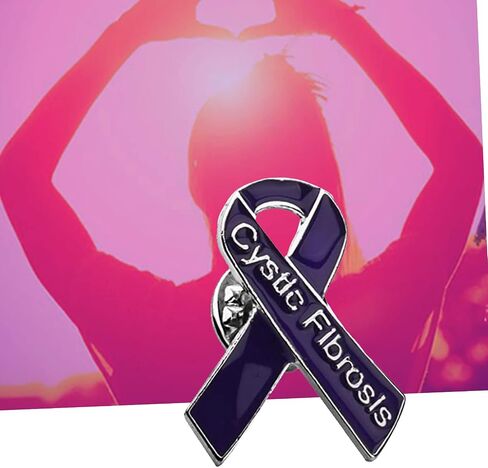 Cystic Fibrosis Awareness Gift Cystic Fibrosis Awareness Purple Ribbon Pin Cystic Fibrosis Warrior Gift in Saudi Arabia
