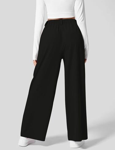 POTILI Wide Leg Pants for Women Elastic High Waisted Palazzo Pants Business Casual Work Trousers Straight Pants with Pockets in Kuwait