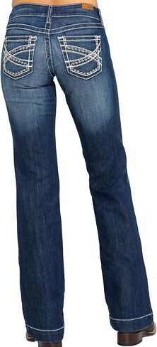 Ariat Female Trouser Mid Rise Stretch Entwined Wide Leg Jean Marine 28 in Saudi Arabia