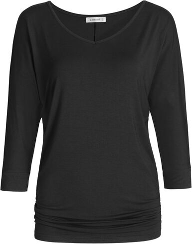 Esenchel Women's V-Neck Dolman Top 3/4 Sleeve Drape Shirt in Saudi Arabia