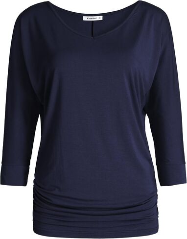 Esenchel Women's V-Neck Dolman Top 3/4 Sleeve Drape Shirt in Saudi Arabia