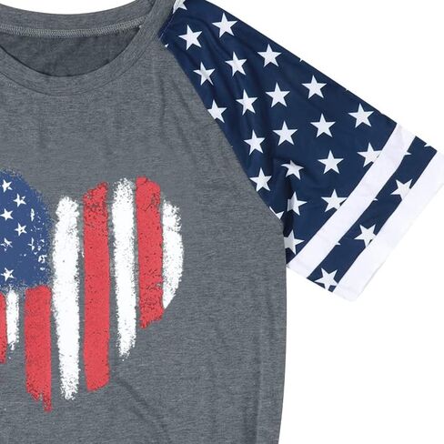 American Flag Shirt 4th of July Shirt Women Ring Hole Sexy V-Neck Short Sleeve T-Shirt Casual USA Patriotic Tees Tops in Saudi Arabia