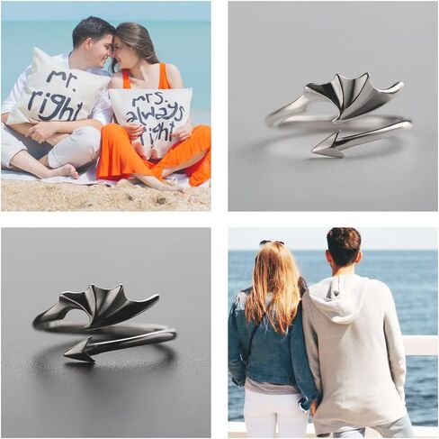 خاتم جناح الملاك الشيطان للنساء والرجال، خواتم الوعد المتطابقة للأزواج له ولها مجموعة خواتم الصداقة لأفضل الأصدقاء، هدايا عيد الميلاد لصديقها in Kuwait