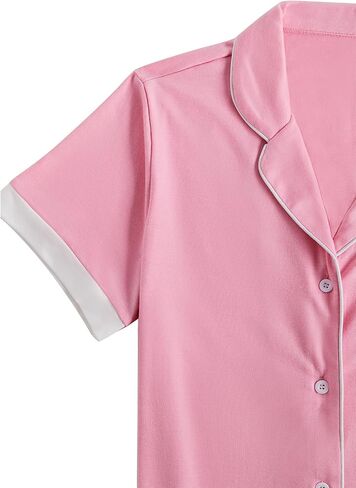 LYANER Women's 2 Piece Pajama Set Short Sleeve Button Down Top with Shorts Pj Set Sleepwear in Saudi Arabia