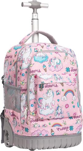 BAMIFEI 18 inches Wheeled Rolling Backpack Multi-Compartment College Books Laptop Bag Business Trip Carry-on, Unicorn in Saudi Arabia
