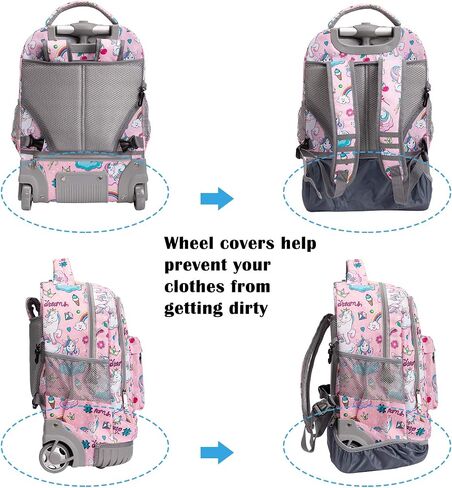 BAMIFEI 18 inches Wheeled Rolling Backpack Multi-Compartment College Books Laptop Bag Business Trip Carry-on, Unicorn in Saudi Arabia